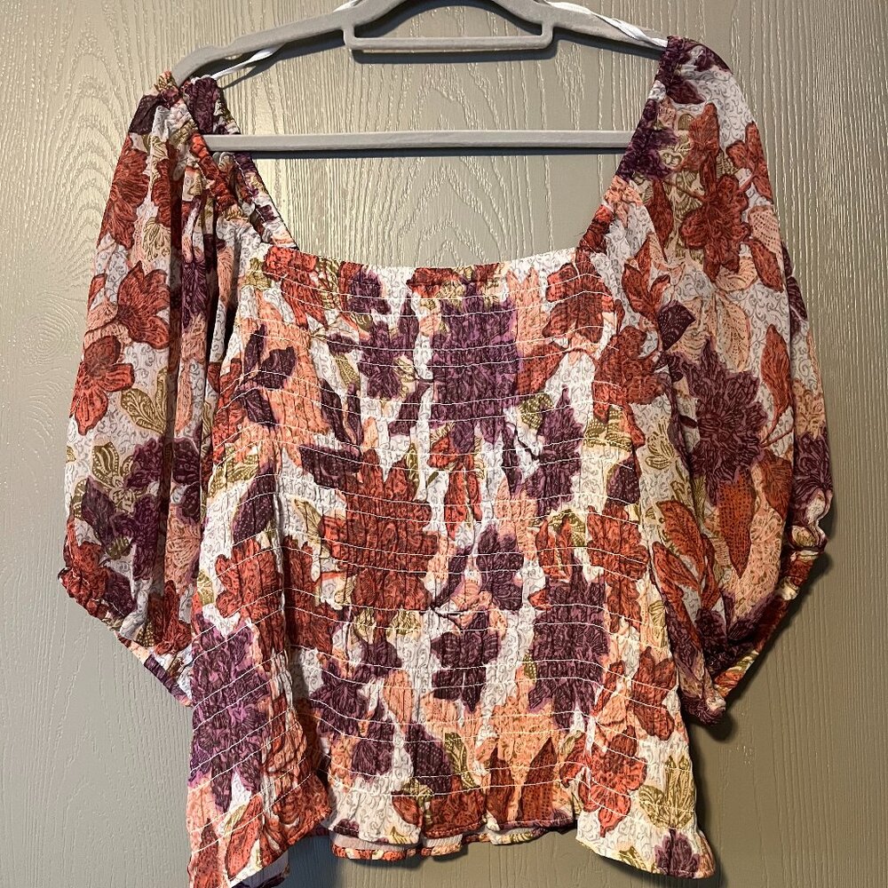 Old Navy Floral Smocked Top with Puffed Sleeves - Size 2X - New With Tags